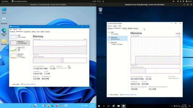 Windows 11 vs Windows Server 2016 RAM + CPU Usage смотреть онлайн