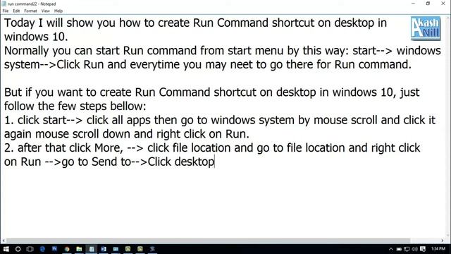 How To Create Run Command Desktop Shortcut Button In Windows 10 смотреть онлайн