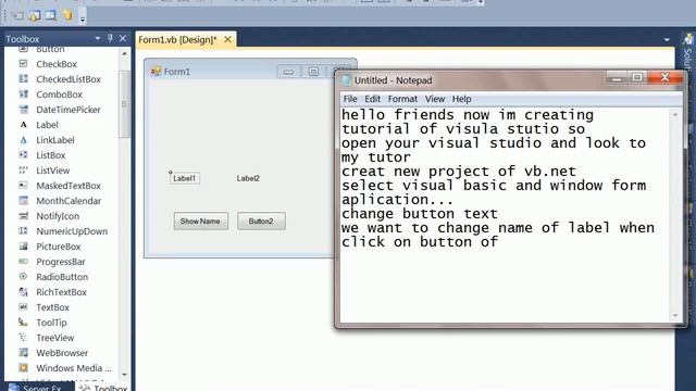 BUTTON AND LABEL IN VISULA STUDIO 2011 смотреть онлайн
