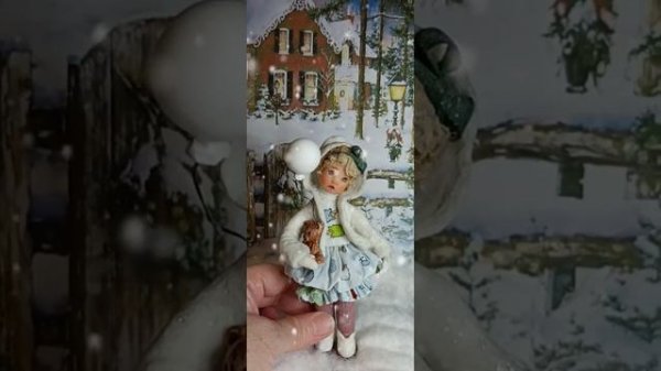 Ватная игрушка на ёлочку в смешанной технике. 14см🌲❄️