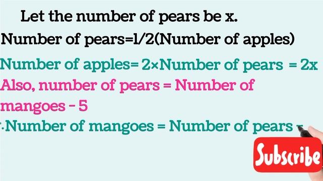 In a gift basket of fruits, there were apples, mangoes and pears. There were half as many pears as смотреть онлайн