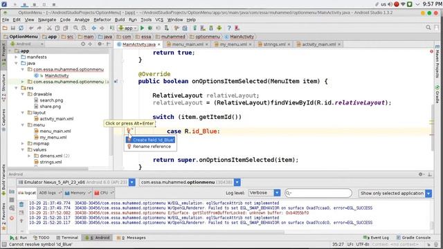 98 Android Studio Option menu смотреть онлайн