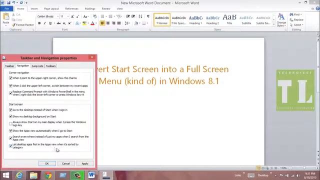 Convert Start Screen into a Full Screen Start Menu kind of in Windows 8.1 смотреть онлайн