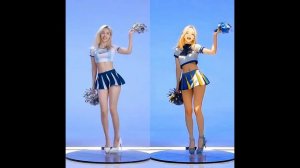 танец чирлидерши с помпонами