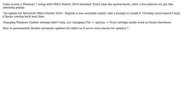 How to disable automatic updates in Office 2010 Starter? смотреть онлайн