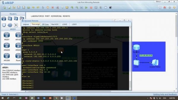 Preview Lab Huawei eNSP Remote Port Mirroring (spanish)