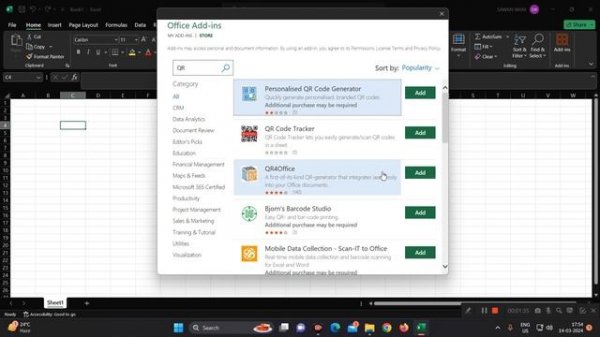 Generate QR - Code in Excel | Microsoft Excel QR Code |