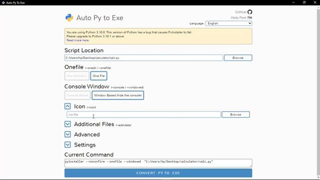 Convertir un fichier py en exe смотреть онлайн