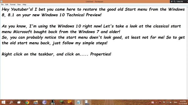 How To Get the Old Start Screen (Metro UI) on Windows 10 - Technical Preview смотреть онлайн