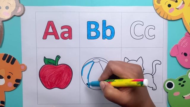 Learn ABC with colors and objects| A FOR APPLE B FOR BALL C FOR CAT | uppercase ABC small abc смотреть онлайн