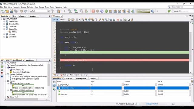 MPLAB X: Debugging - Variable Window смотреть онлайн