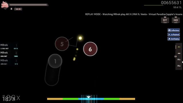 osu! AK X LYNX ft. Veela - Virtual Paradise | apple's Insane, 98% +HDDT!!! смотреть онлайн
