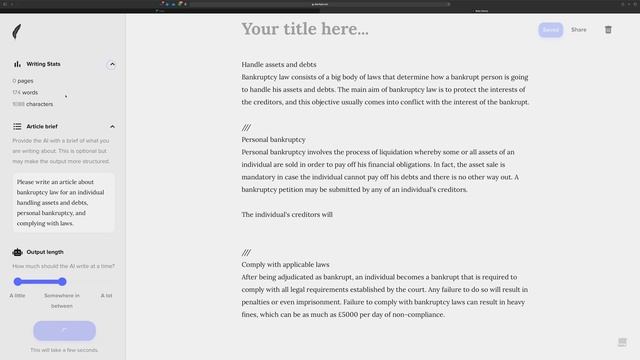 ShortlyAI Demo: A 550-word Bankruptcy Law Article in 10-Minutes смотреть онлайн
