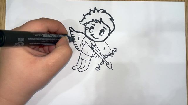 How To Draw And Colour Cute Love Cupid For Valentine's Day For Kids And Toddlers | Easy Drawings
