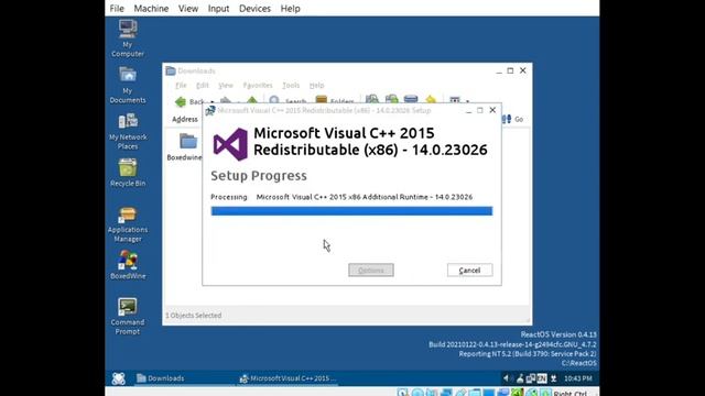 Installing Microsoft Visual C++ 2015 Redistributable (x86) on ReactOS 0.4.13 смотреть онлайн