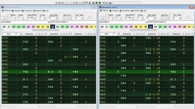 Devastation by KUVO / Double YM, 6 channel song. Tracker window capture. смотреть онлайн