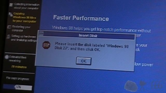 Installing Windows 98 From FLOPPY DISKETTE смотреть онлайн