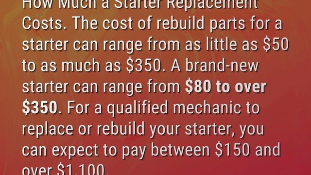 How much does a starter cost? смотреть онлайн