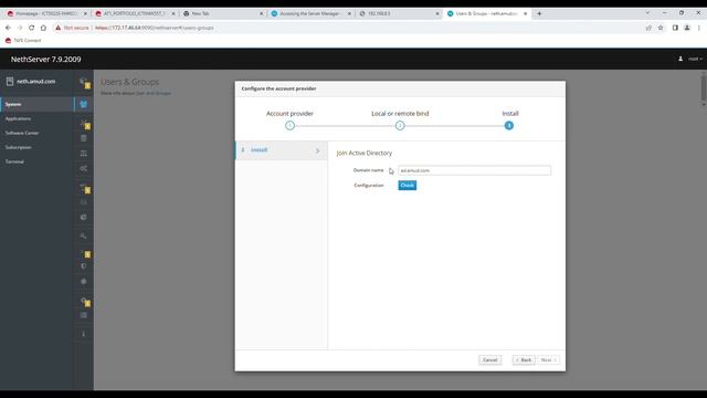 Configure Nethserver,  Assign Ip-address, AD And Webmail
