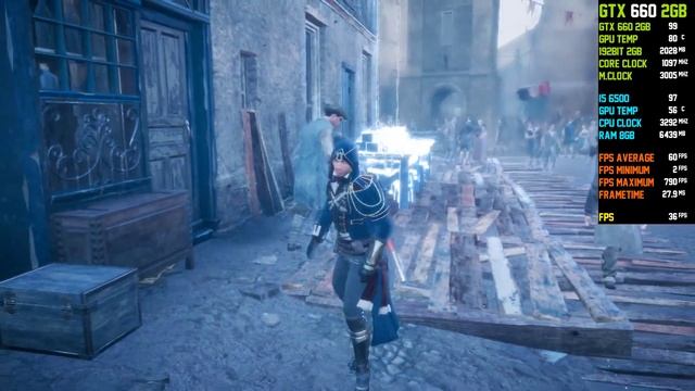 Assassin's Creed Unity - GTX 660 2GB - i5 6500 - 1080p смотреть онлайн