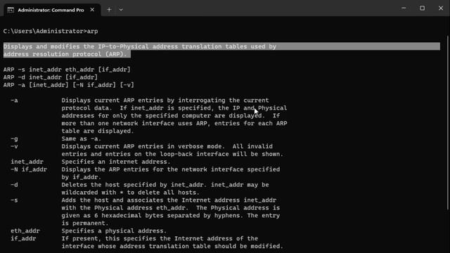 Windows Command : Arp