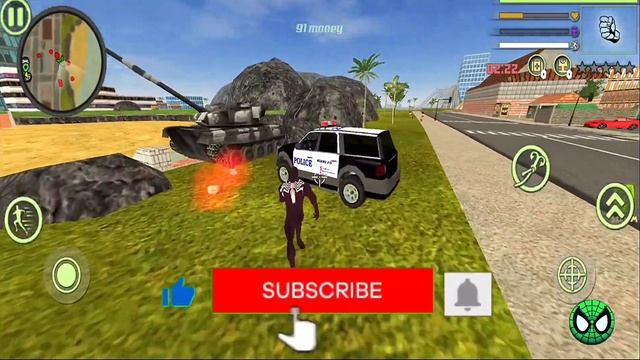 Venom Spiderman Rope Hero Stealing the Police Helicopter and Tank #24 - Android Gameplay смотреть онлайн