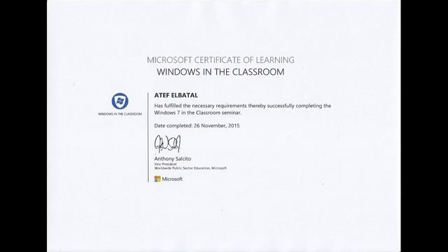 Microsoft Certificate of Recognition смотреть онлайн