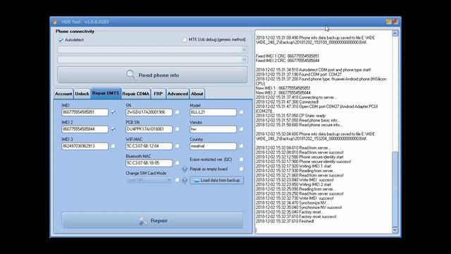 How To Repair imei for huawei BLL L21 With HDE TOOL смотреть онлайн