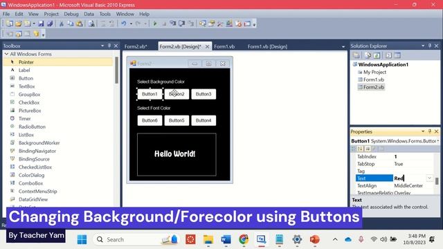 Visual Basic 2010 Change Back color/Fore color using Button смотреть онлайн