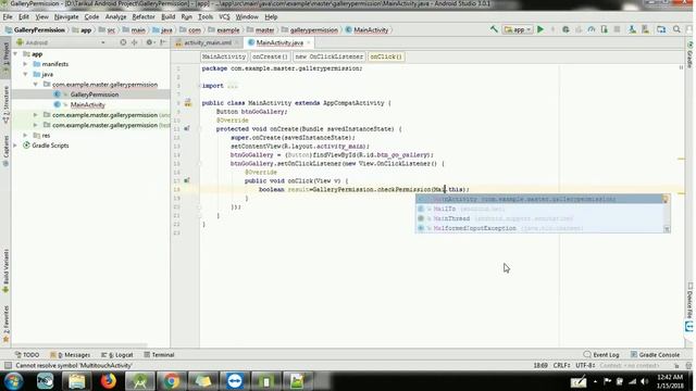Create Gallery permission in android studio 3.0 latest API Android 6.0 Marshmallow смотреть онлайн