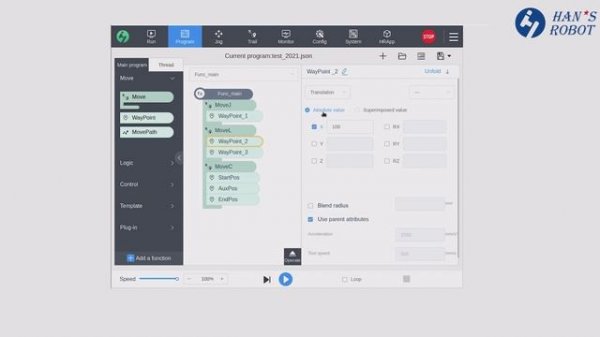 Hans robot 4 Usage of Waypoint