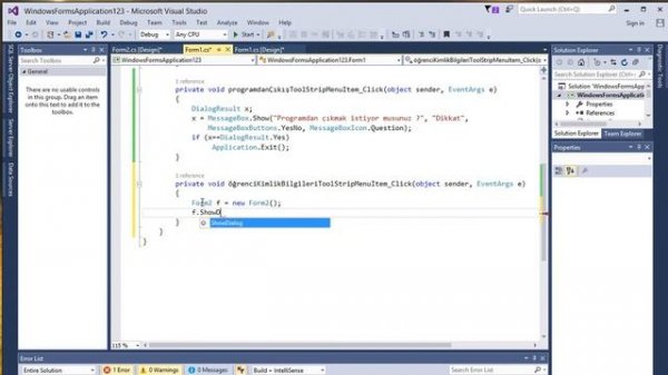 C# Programlama (Windows Form Application - MenuStrip - ContextMenuStrip)