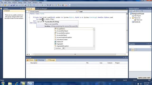 Visual Basic How Insert Background Sound смотреть онлайн