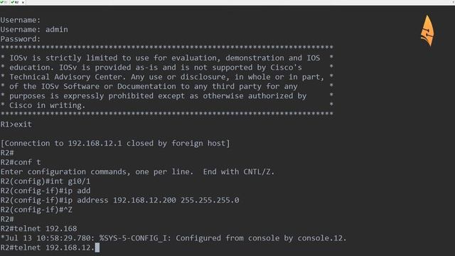 Cisco IOS Telnet Server and Client смотреть онлайн
