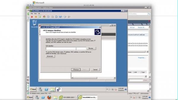 Setup iSCSI Target in Windows Server 2008 and ESXi software iSCSI initiator in vSphere client