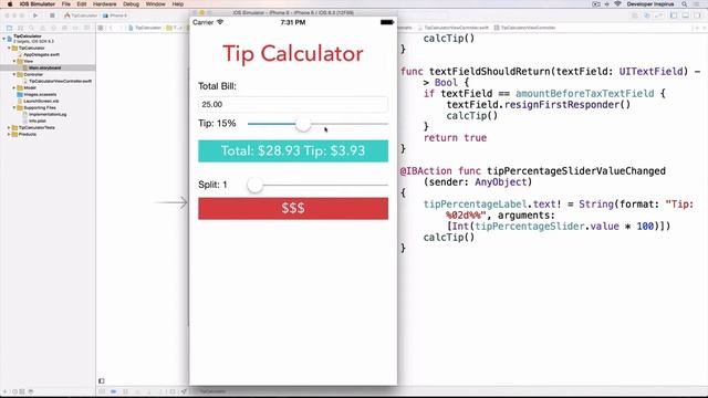 How to Build a Tip Calculator Part 8.1 Detect Slider Control Events Fix смотреть онлайн
