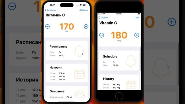 Витамин App - Синхронизация между устройствами - экран обзора элемента