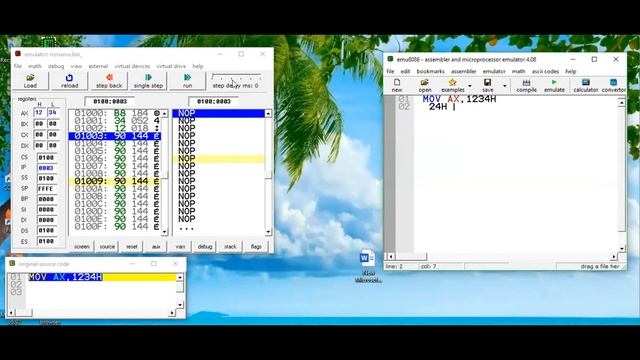 MOV Instruction |8086 instruction set with emu 8086 | Immediate values (16-bit / 8-bit) to Register смотреть онлайн