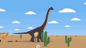 Мультик про динозавра, экскаватор, и красную машинку