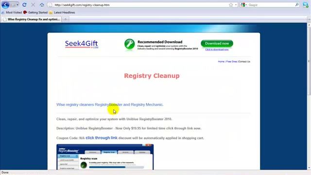 Registry cleanup Uniblue RegistryBooster 2010 смотреть онлайн