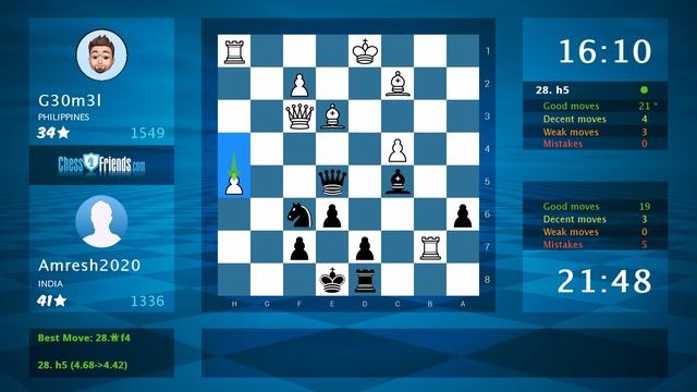 Chess Game Analysis: G30m3l - Amresh2020 : 1-0 (By ChessFriends.com) смотреть онлайн