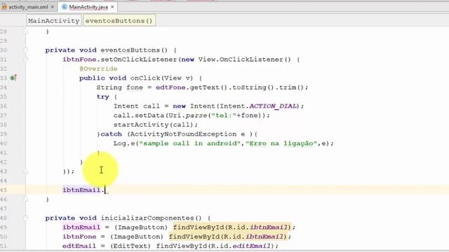 Chamando a ação telefone e e-mail por Intent - Android Studio смотреть онлайн