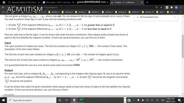 A. Sign Flipping| Codeforces Global Round 9 | CF Editorials | ACM IIT(ISM) Dhanbad смотреть онлайн