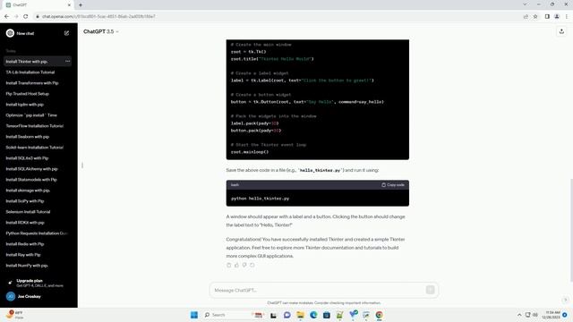pip install tkinter смотреть онлайн