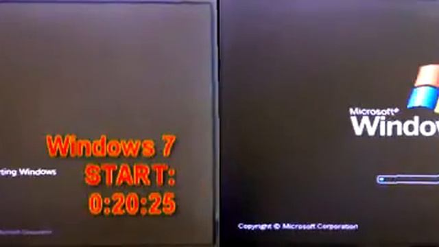 Windows 7 vs Windows XP boot time смотреть онлайн
