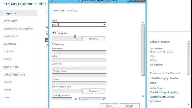 How to Create a User Mailbox in Exchange 2016 смотреть онлайн