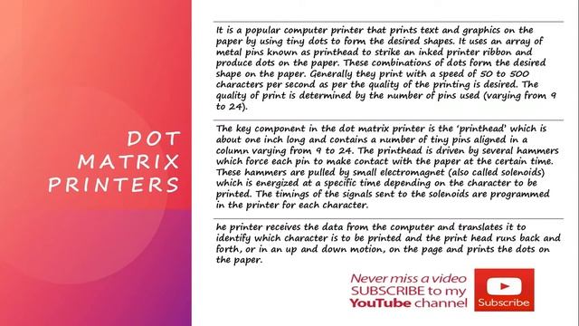 DOT MATRIX PRINTERS || Computer Basics || смотреть онлайн