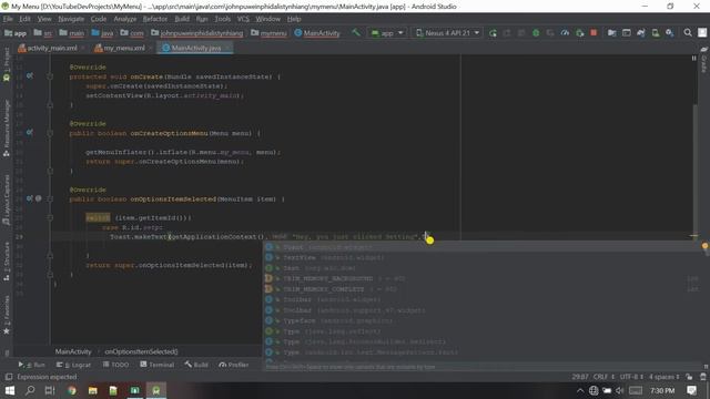 Option Menu Item Selected | Android Studio | John Puwein | Khasi | Shillong | Meghalaya смотреть онлайн