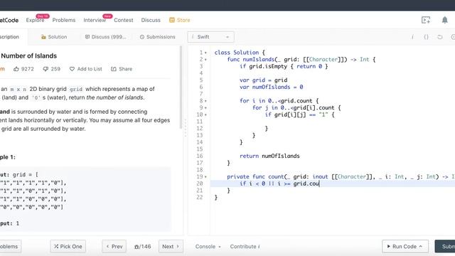 Leetcode #200: Number of Islands - Swift Language Solution смотреть онлайн