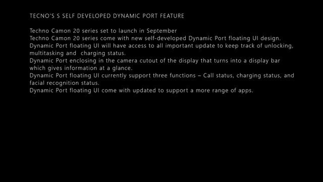 TECNO’S SELF DEVELOPED DYNAMIC PORT DETAILS LEAKS смотреть онлайн